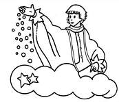 coloriage le marchand de sable sur son nuage